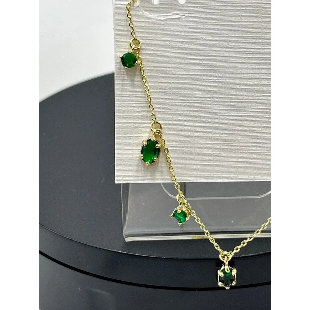 Kendra Scott Cailin Green Crystal May Delicate Strand Gol Plated Necklace